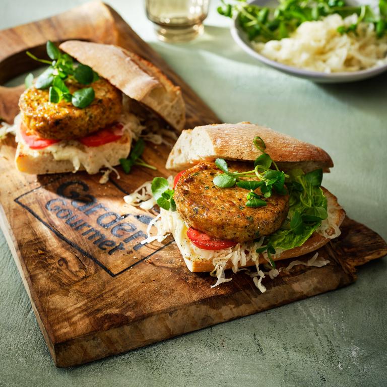 Frikadellen Sandwich with Sauerkraut salad Frikadellen Sandwich with Sauerkraut salad