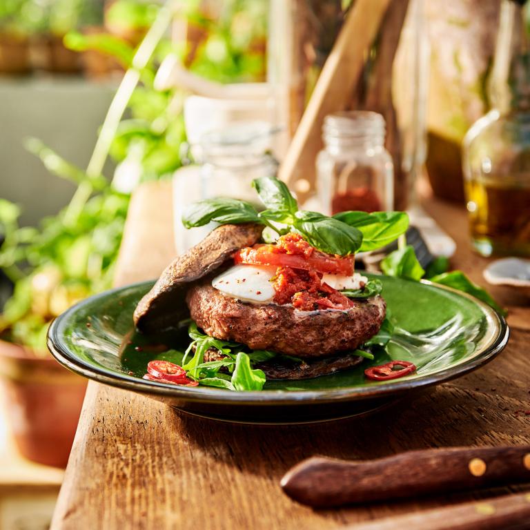 Senzačný Portobello pikantné &quot;caprese&quot; hamburgery